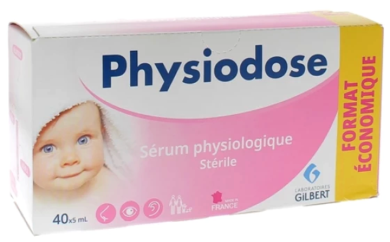 40 doses de 5ml - Physiodose - Serum physiologique stérile - Gilbert