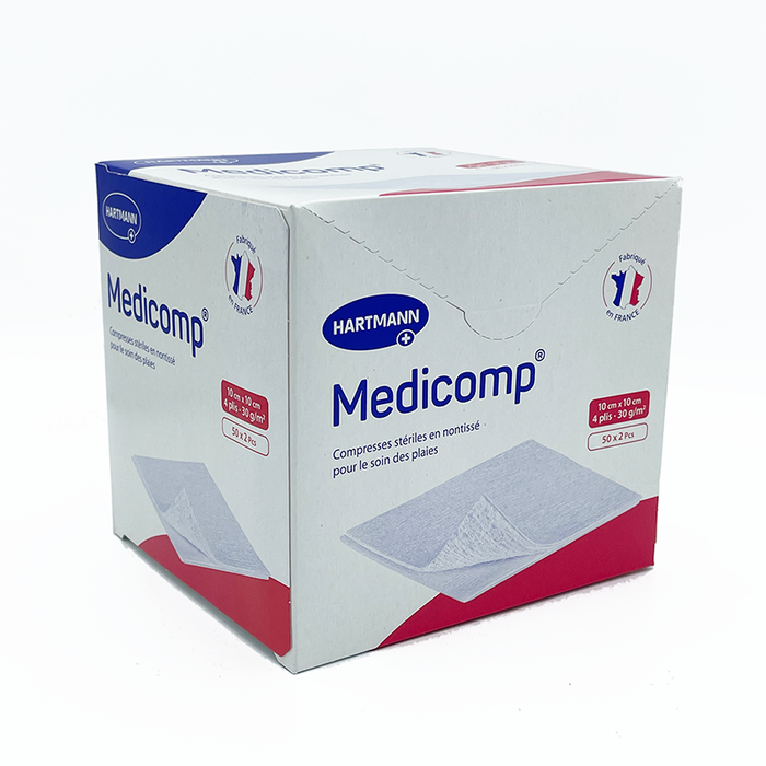 50 Compresses Medicomp nontissé stériles - 10 x 10cm - Hartmann