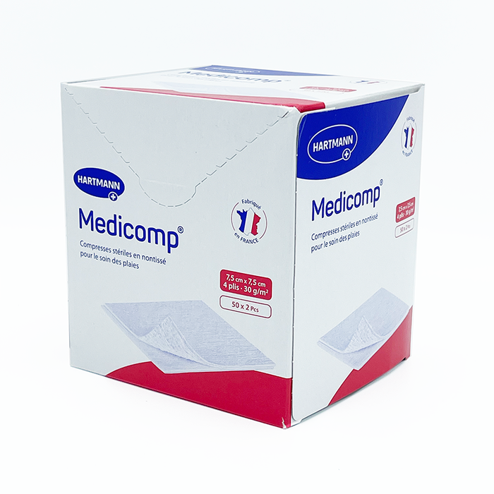 50 Compresses nontissé Medicomp  stériles- 7.5 x 7.5cm - Hartmann