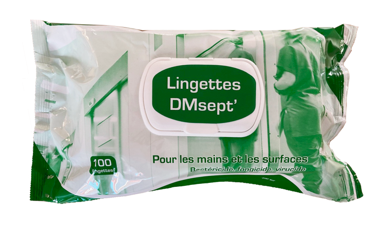 100 Lingettes désinfectantes - DMSEPT - Pour les mains et les surfaces