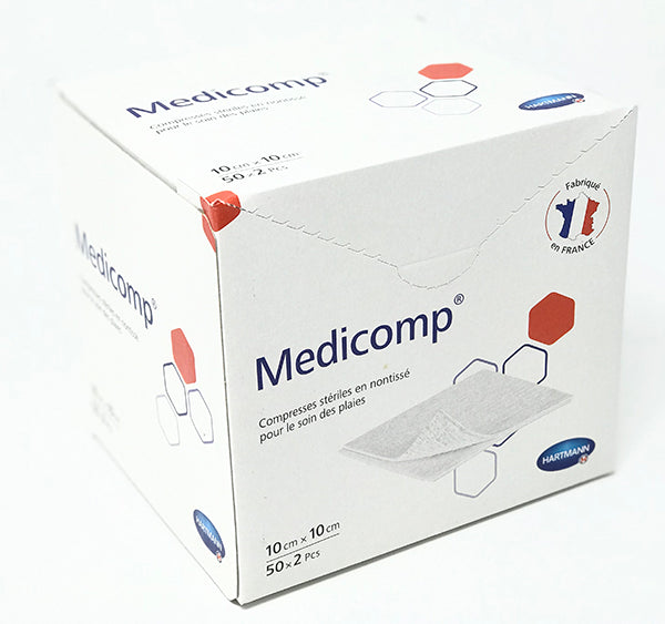 50 Compresses Medicomp nontissé stériles - 10 x 10cm - Hartmann