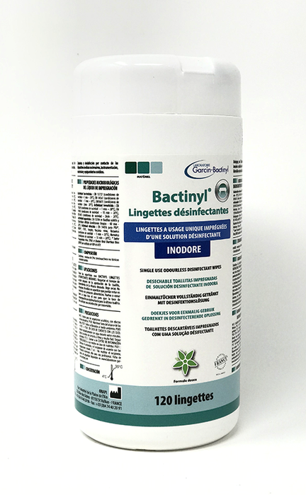 120 lingettes désinfectantes de surfaces - Laboratoires Garcin-Bactinyl