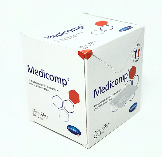 50 Compresses nontissé Medicomp  stériles- 7.5 x 7.5cm - Hartmann